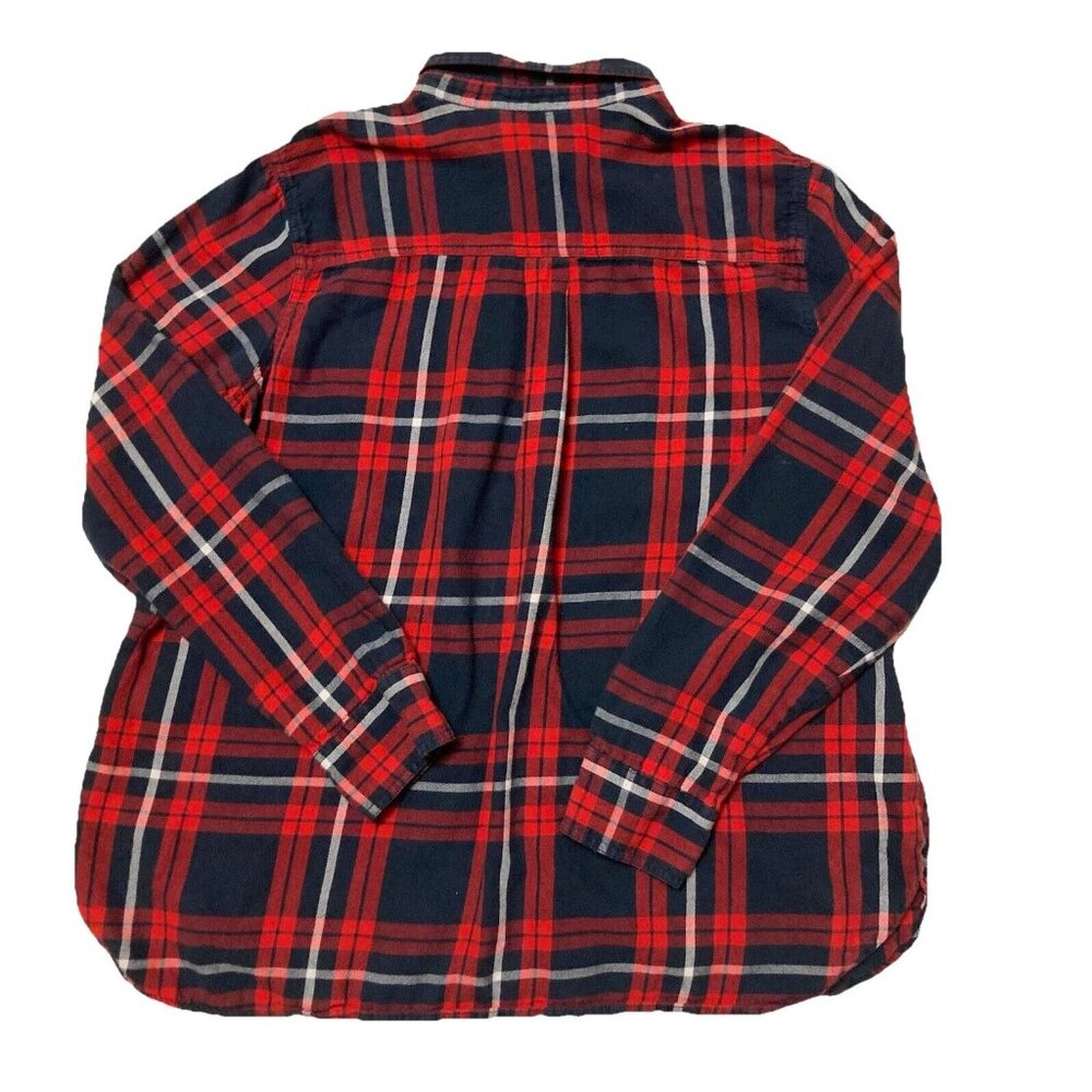 Old Navy Red White Blue Plaid Flannel The Classic Shirt Womens XL Cotton Buttons - Picture 3 of 4